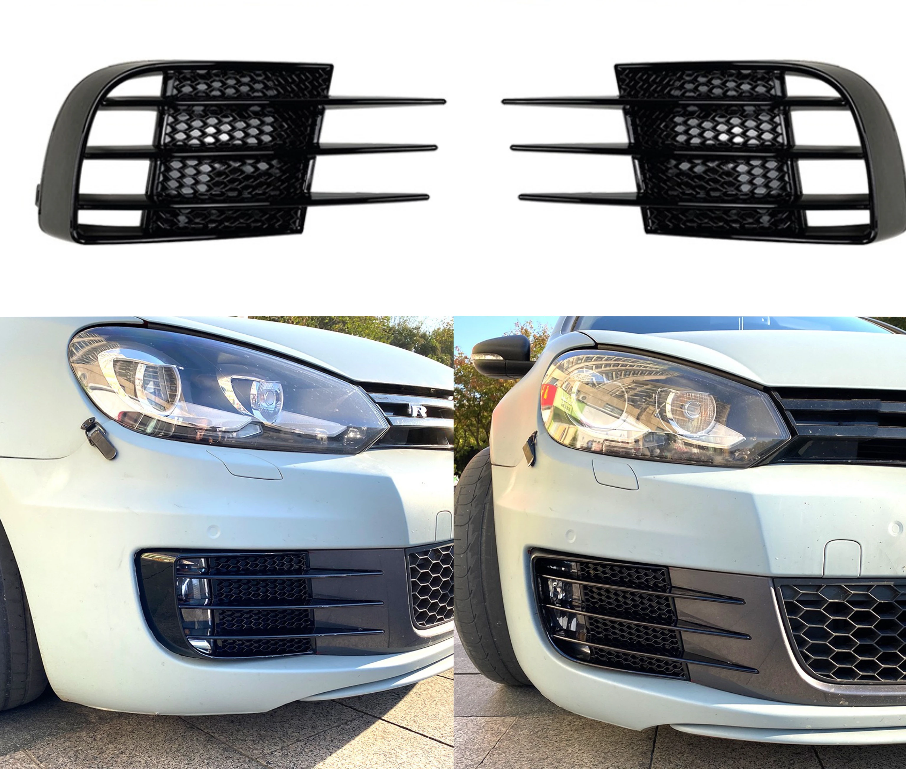 

Front Bumper Fog Light Spoiler Grille Cover Trim For VW Golf 6 MK6 R20 2008 2009 2010 2011 2012 2013