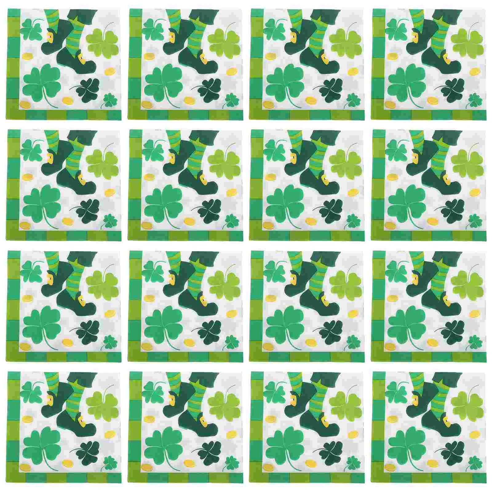 20 Pcs Napkin Shamrock Paper Napkins St Partick Day Guest Patricks Party Irish Festival Supplies Holiday Patrick's