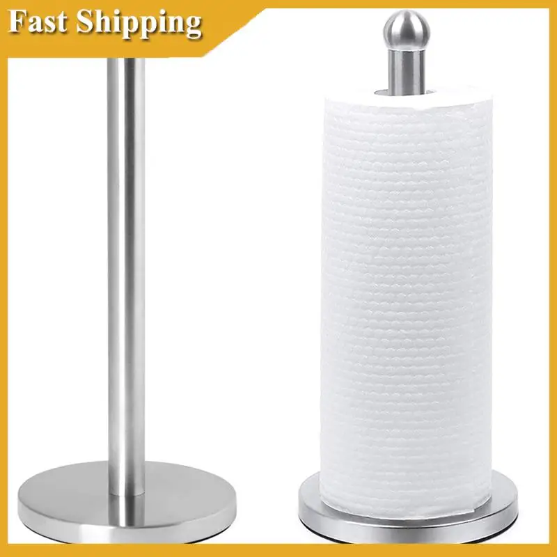 Countertop Stainless Steel Paper Towel Holder , Tear Kitchen Paper Towel With Heavy Base For Standard Rolls Durable