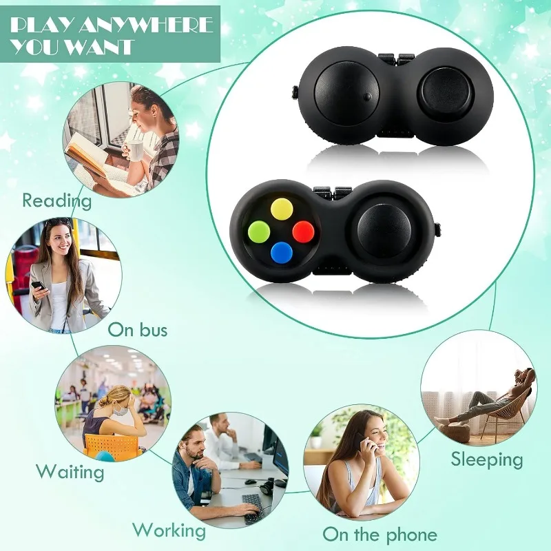 8 Function Fidget Buttons Game Controller Classic Handheld Fun Pad EDC Toys Sensory Educational Toys Relieving Stress Anxiety
