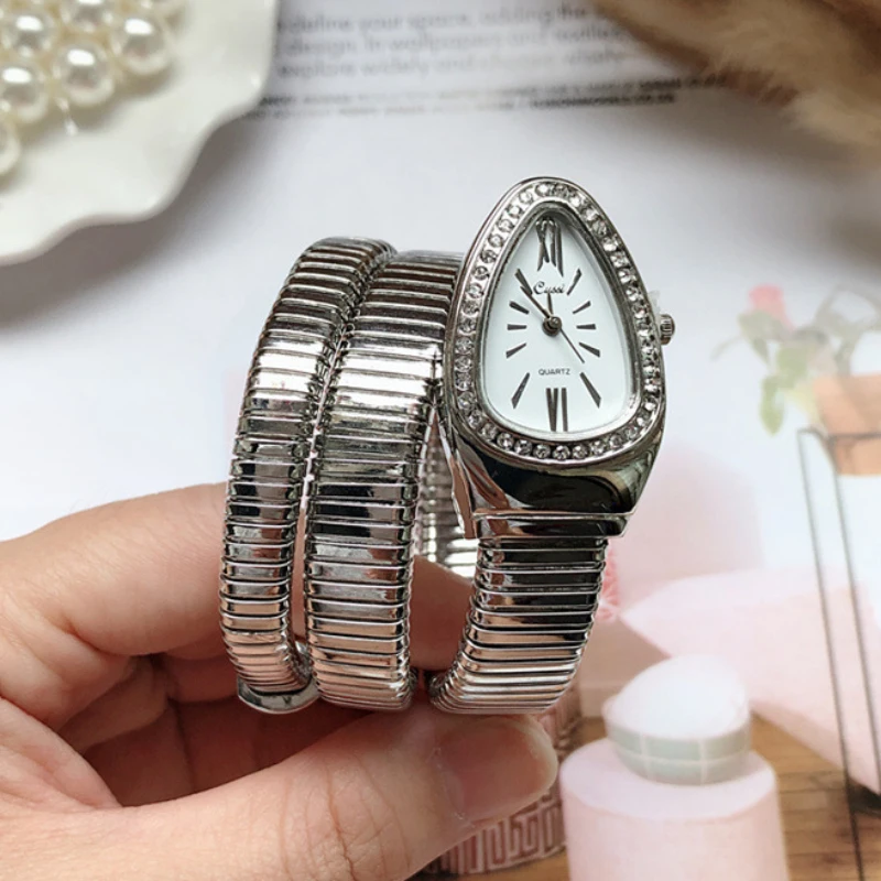 Women Luxury Brand Watch Snake Quartz Ladies Gold Watch Diamond Wristwatch Female Fashion Bracelet Watches Clock reloj mujer