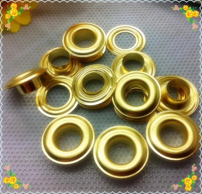 Hole Diameter 6.5mm, Outside Diameter 14mm Gold Color Metal Round Eyelet With Washers 200 pcs/lot, Garment DIY Accessory