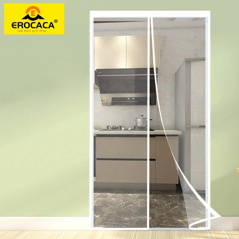 

EROCACA White Winter Door Curtain Magnetic Heat Insulation Keep Warm Windproof Screen Partition Hoop and Loop Self-adhesive