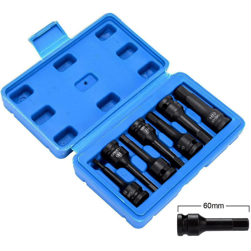 7Pcs 3/8 Bit Socket Set Impact Drill Bit Adapter H/T/M Type for Car Auto Bicycle Repair Hand Tools Power Drills Socket Wrench 2