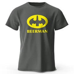 Men's Classic Beer Man Graphic Oversized T-Shirt - 100% Cotton Casual Summer Tee - XXXL (Dark Gray)