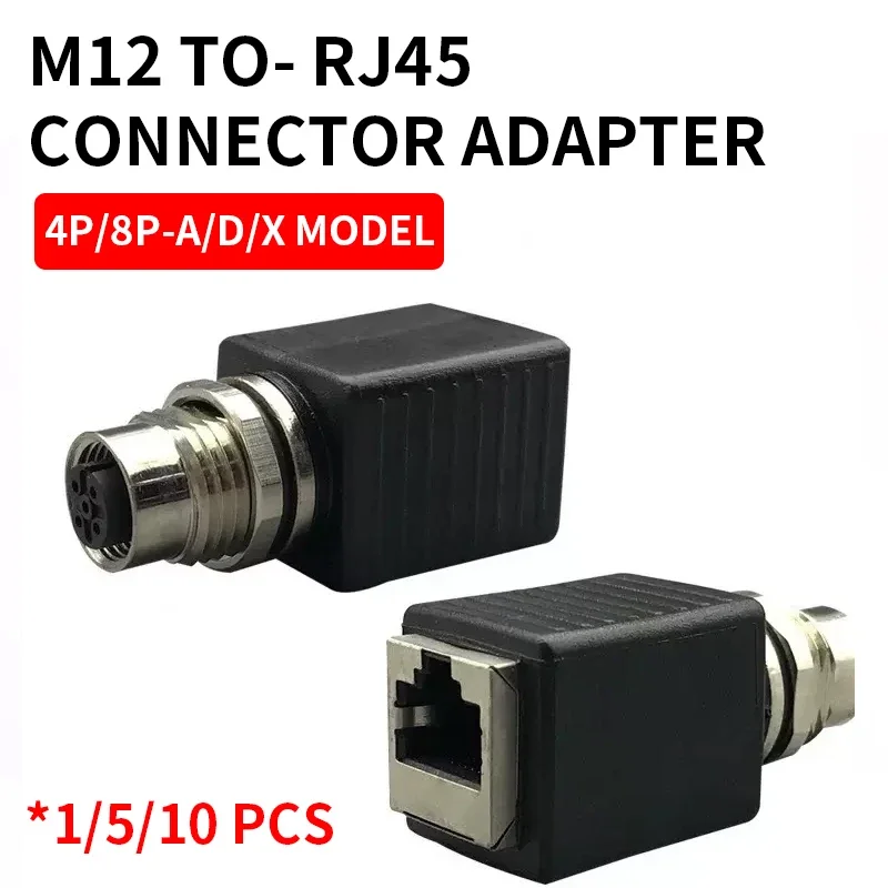 1/5/10 Sets M12 4P D type 8 pins A type X to RJ45 connector adapter network cable to M12 male and female socket