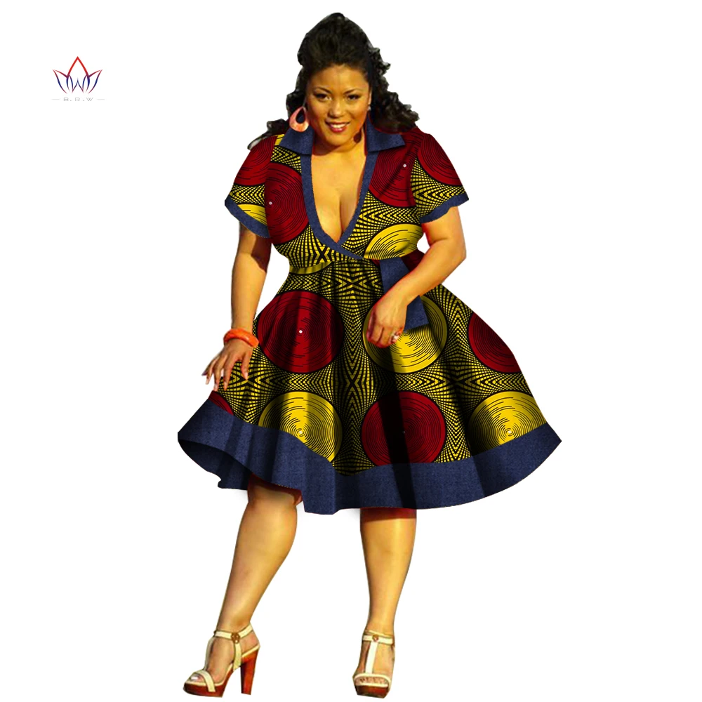 Africa Dresses For Women New Style Bazin Deep Vneck African Clothes