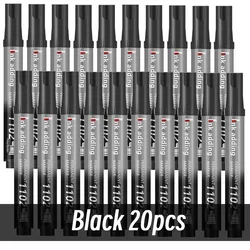 Pack of 1/10/20 Fine Tip Waterproof Permanent Marker Pens - Quick Drying, Multi - Surface Use on Wood, Stone, Metal & Glass; Assorted Colors (20 black)