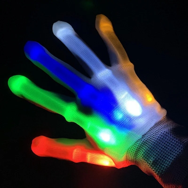 Glow Gloves 1 Pair Halloween LED Luminous Gloves Christmas Decoration Event Party Supplies