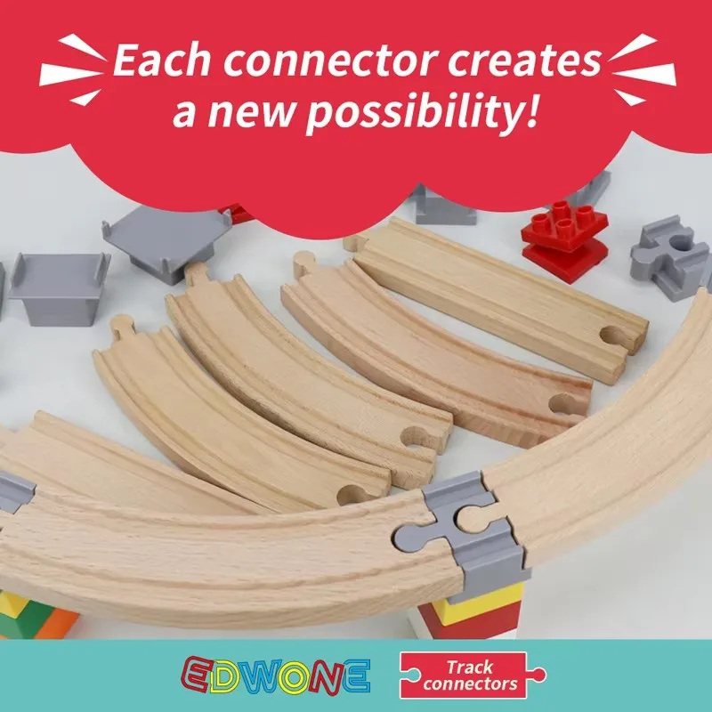 5/10pcs Wooden Track Connectors Universal Rotatable Building Blocks Connection Adapters fit for Brand Wooden Train Tracks Toys 4