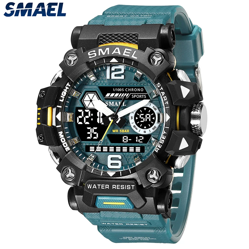 SMAEL Brand Outdoor Sport Men's Watch Digital-Analog Dual Display Quartz Waterproof Wristwatches for Male Clock Youth Stopwatch wesecuu cheapest factory price 8ch ahd xvr kit cctv system camera outdoor security camera bullet analog camera