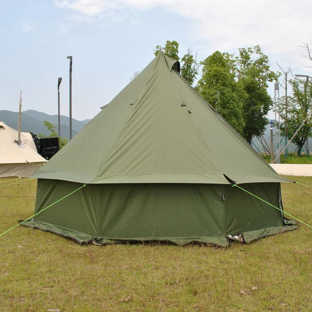 4 Person Luxury Pyramid Tent Yurt Tent with Silver Coating for UV Protection Breathable Camping Tent Stove Space for 4 Seasons