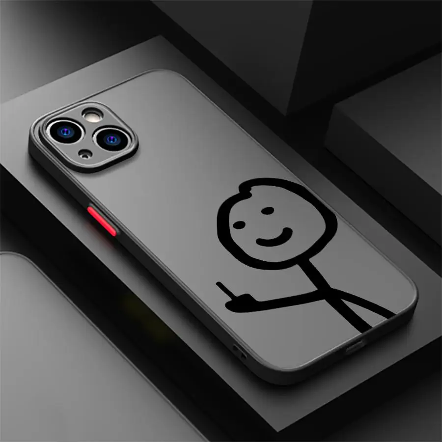 Playful Cartoon Matchman Shockproof Matte Transparent Phone Case