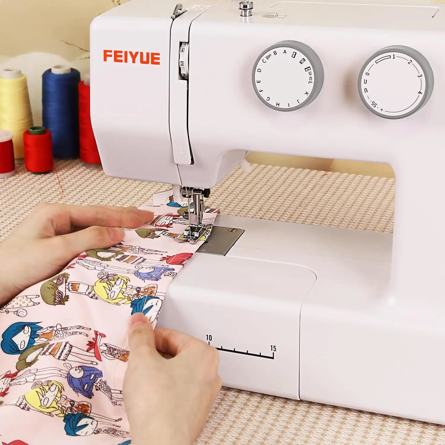 Feiyue Fye330 Home Sewing Machine With Foot Pedal, Controllable Pedal Speed, 105 Stitch Applications, Powerful Servo Motor, 6
