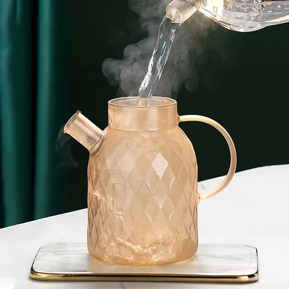 Vintage Glass Coffee Pot Set With Cup - Turkish Style Heatable Tea Kettle