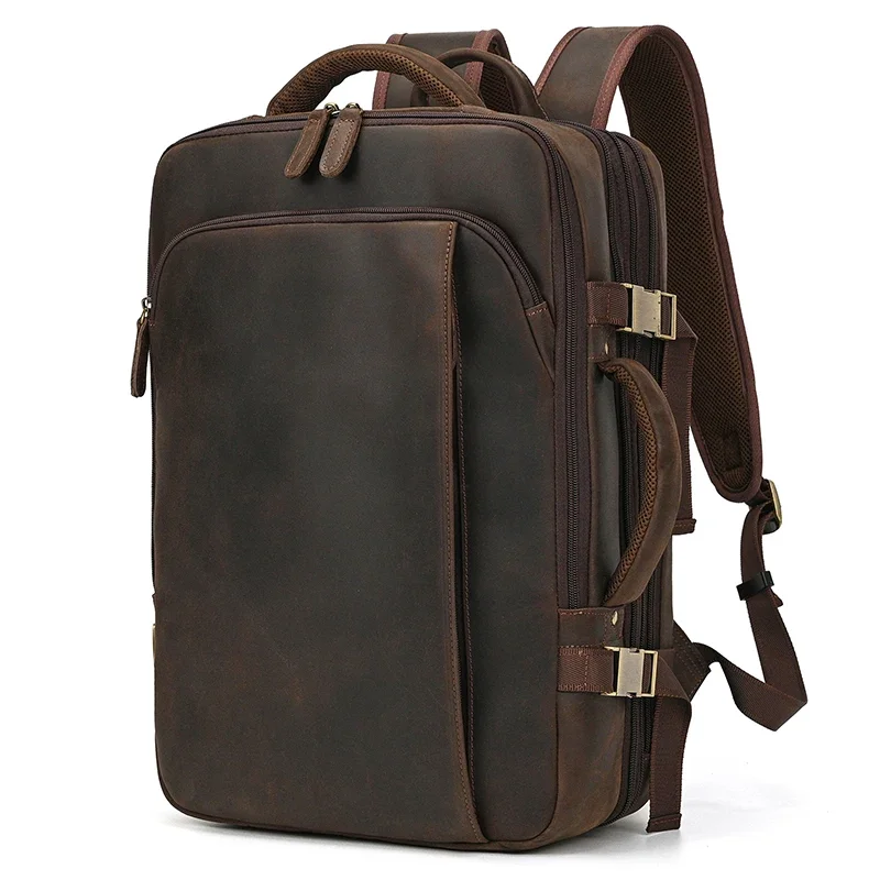 Leather Multifunctional Backpack for Men with Large Capacity