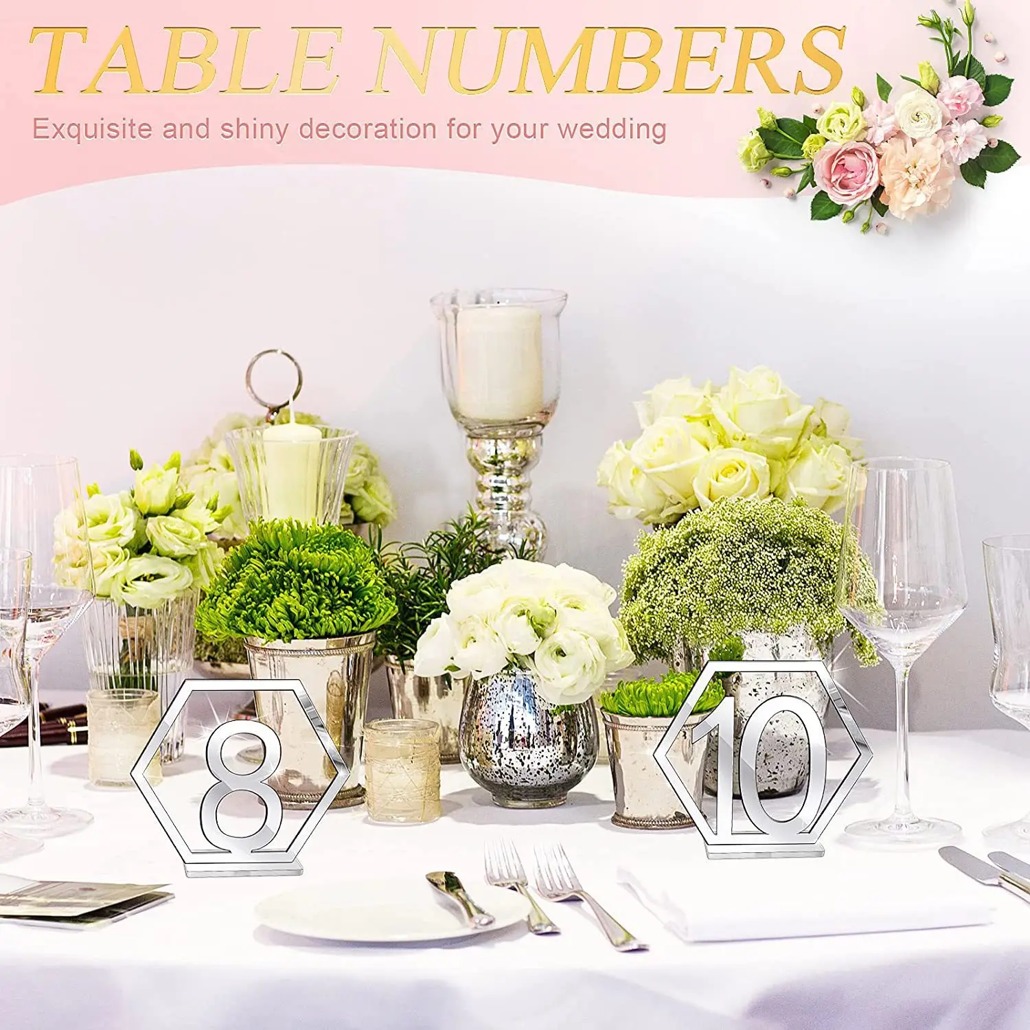 1-40 Table Number Signs for Wedding Party Decor,silver or Gold Acrylic Number Wedding Engagement Seat Numbers Sign with Base