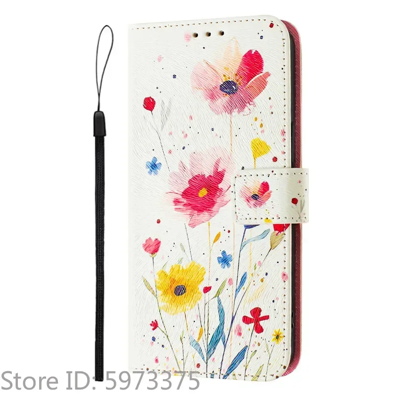 Premium Floral Leather Flip Wallet Case - Luxury Protective Cover
