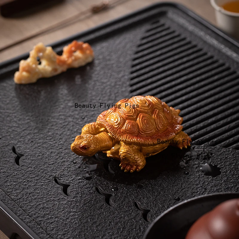 Resin Creative Color Changing Turtle Tea Pet Ornament Animal Friendly Tea Tray Desktop Decoration Accessories