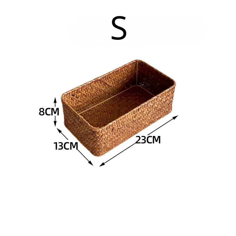 Storage Baskets Straw Pot Rattan Basket Desk Organizer Picnic Basket Fruit Storage Box Cosmetic Storage Container 3