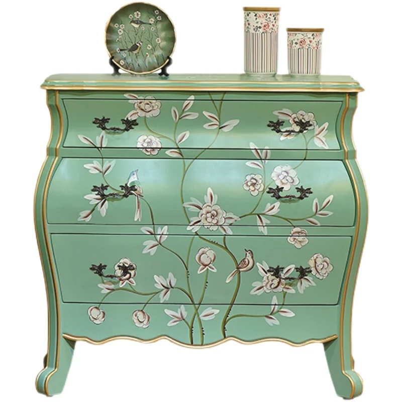 

Шкаф с тремя ведрами из массива дерева для спальни в стиле ретро для гостиной, шкаф для сувениров, входной шкаф