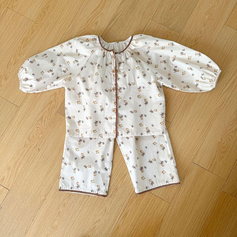 Cotton Girls Long Sleeves Pajamas Set for Autumn