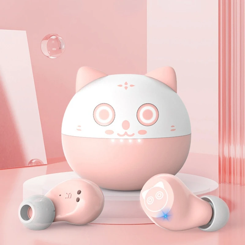 

Earphone Bluetooth Wireless 5.0 Tooth Headphones Touch Control Creative Cartoon Cute Noise Reduction Stereo Earbuds couple New