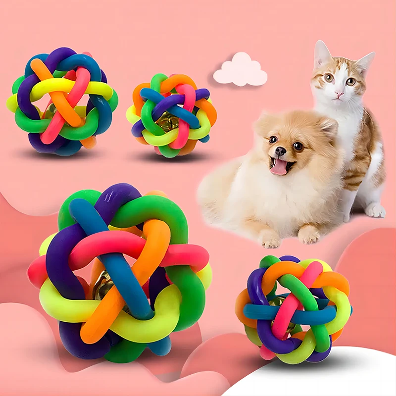 2PCS PVC Material Colorful Bell Toy Ball Pet Cat Dog Interactive Toy 2 PCs PVC Material Colorful Bell Toy Ball Pet Cat Dog Inte 3