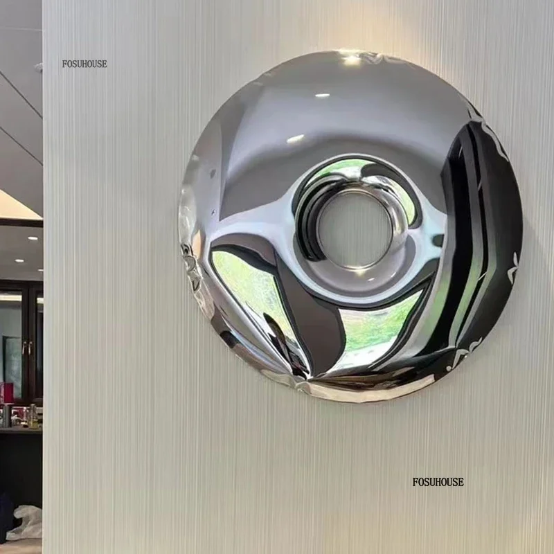 European Stainless Steel Wall Decor for Home Decoration Light Luxury Background Wall Decoration Donut Shape Living Room Decor 4