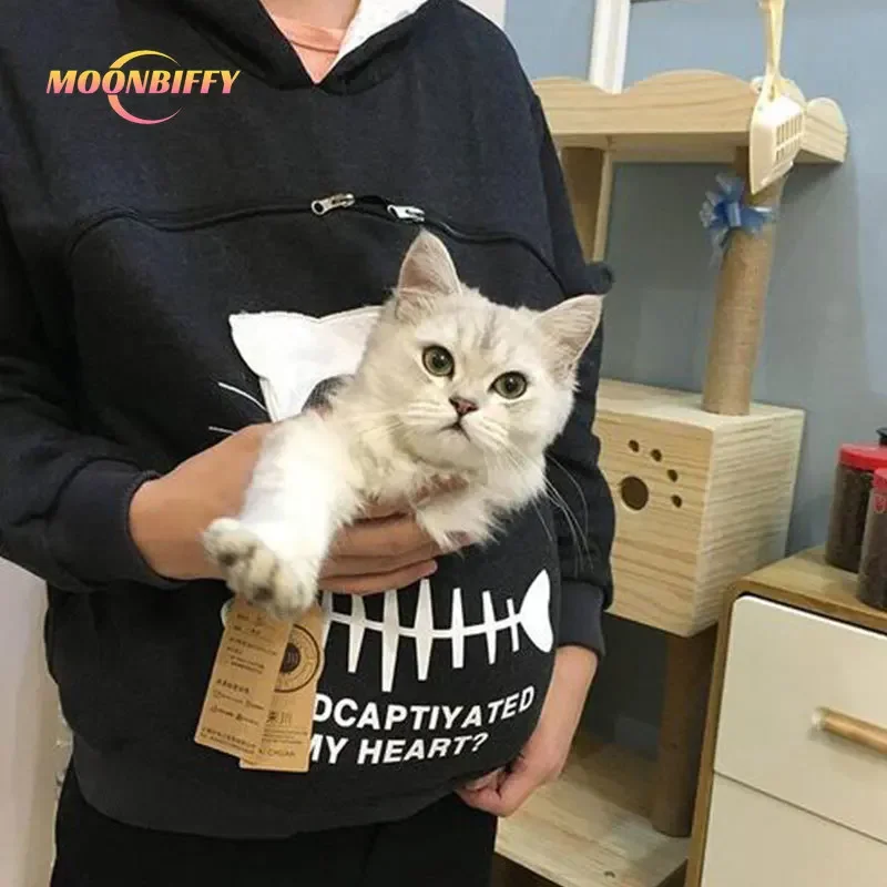 Sweat-shirt à capuche pour amoureux des chats, livraison directe, kangourou, chien, patte d'animal de compagnie, pochette câlin, poche, oreille d'animal, Plus