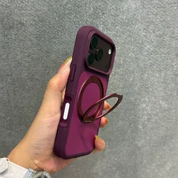 Swivel Folding Armor Silicone Shockproof Case with Camera Protection - iPhone 15 (Winered)