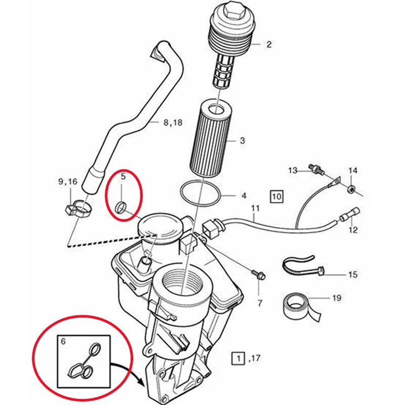 Engine Oil Filter Housing Gasket Exhaust Valve Connection Fixed Sealing Pad for Volvo S40 C30 S80 S60 V40 V60 XC70 XC60