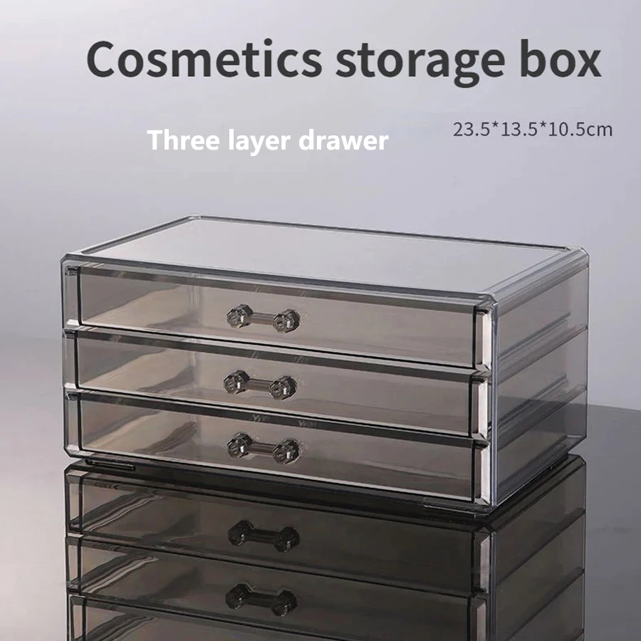 Multi-layer Drawer Acrylic Transparent Makeup Storage Organizer Large Cosmetic Display Case Stackable Drawers Dresser 6