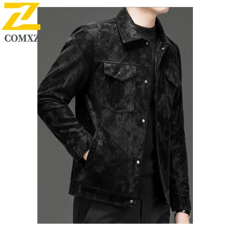 EIAO Spring Autumn Men's Suede Leather Jacket Versatile Casual Lapel Coat Business Trendy Korean Style Sports Outerwear New 2025