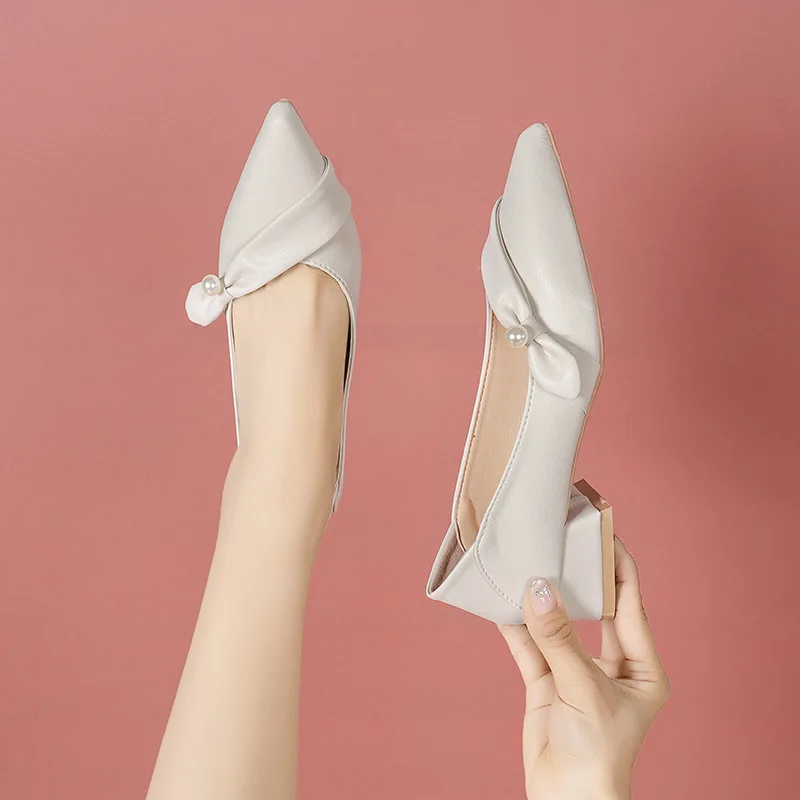 

2023 Fashion OL Chunky Heel Women Office Pumps 2.5CM Heel Sofe Pointed-toe Ladies Career High Heels Spring/Autumn Casual Shoes