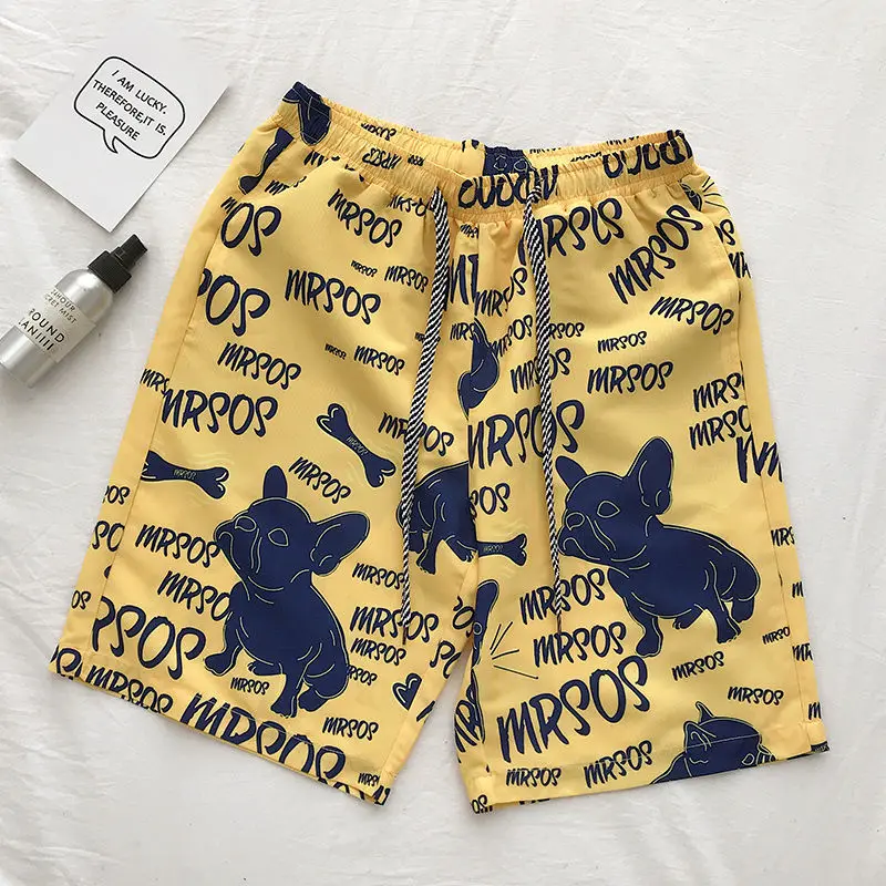 Beach Vacation Men Thin Quick Drying Shorts Summer New Male Clothing Elastic Waist Drawstring Fashion Loose Casual Short Pants