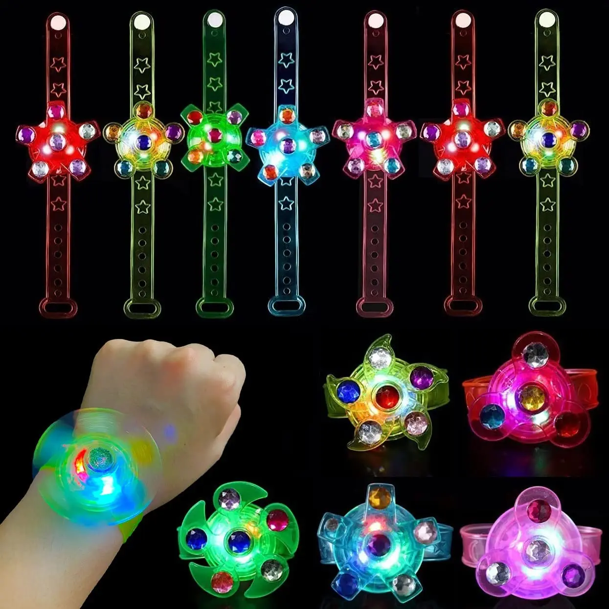 25 Pack LED Light Up Fidget Spinner Bracelets Party Favors For Kids