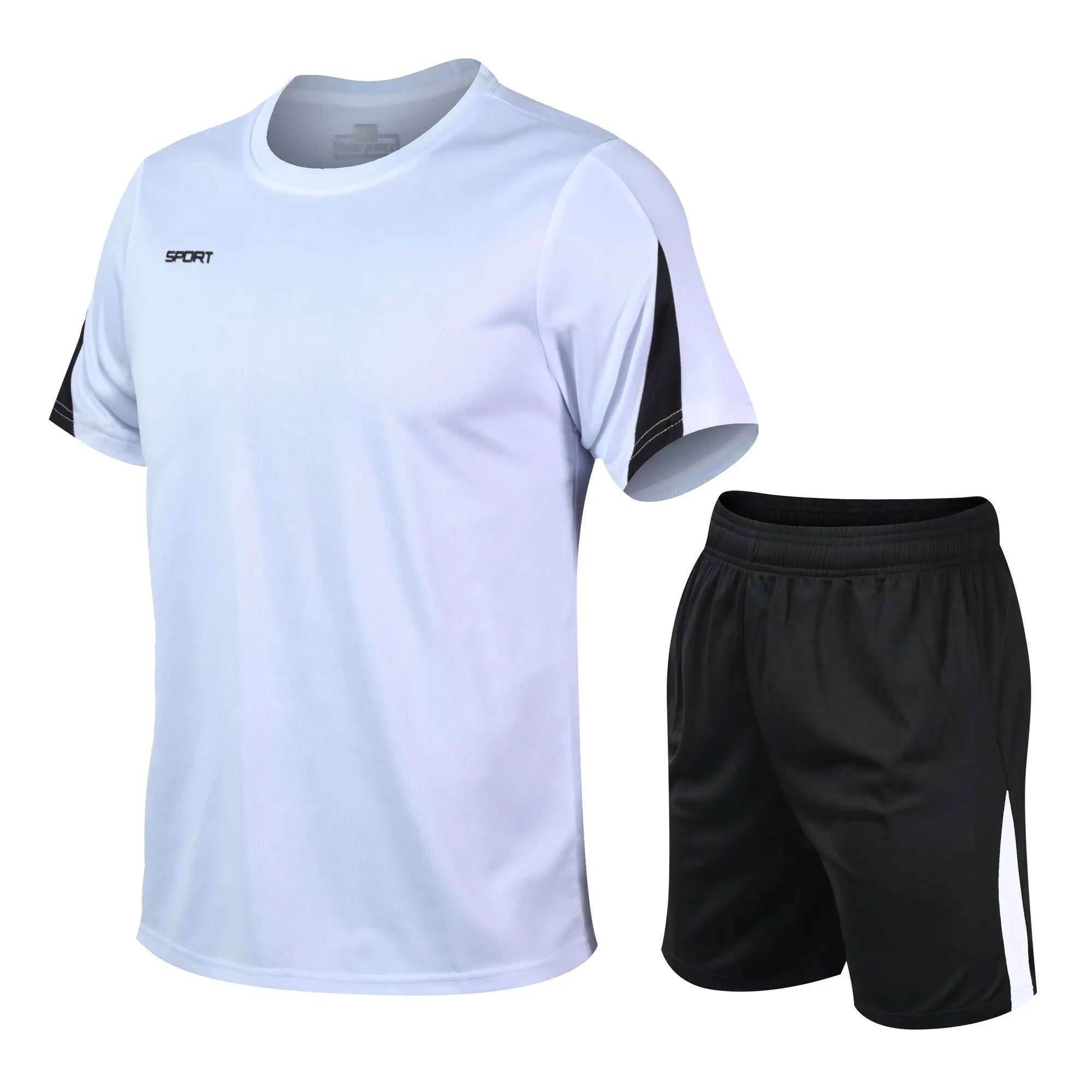 Men's Summer Leisure Sports Short Sleeved T-shirt Running Yoga Breathable Sweatwicking Quick Drying Two Piece Set