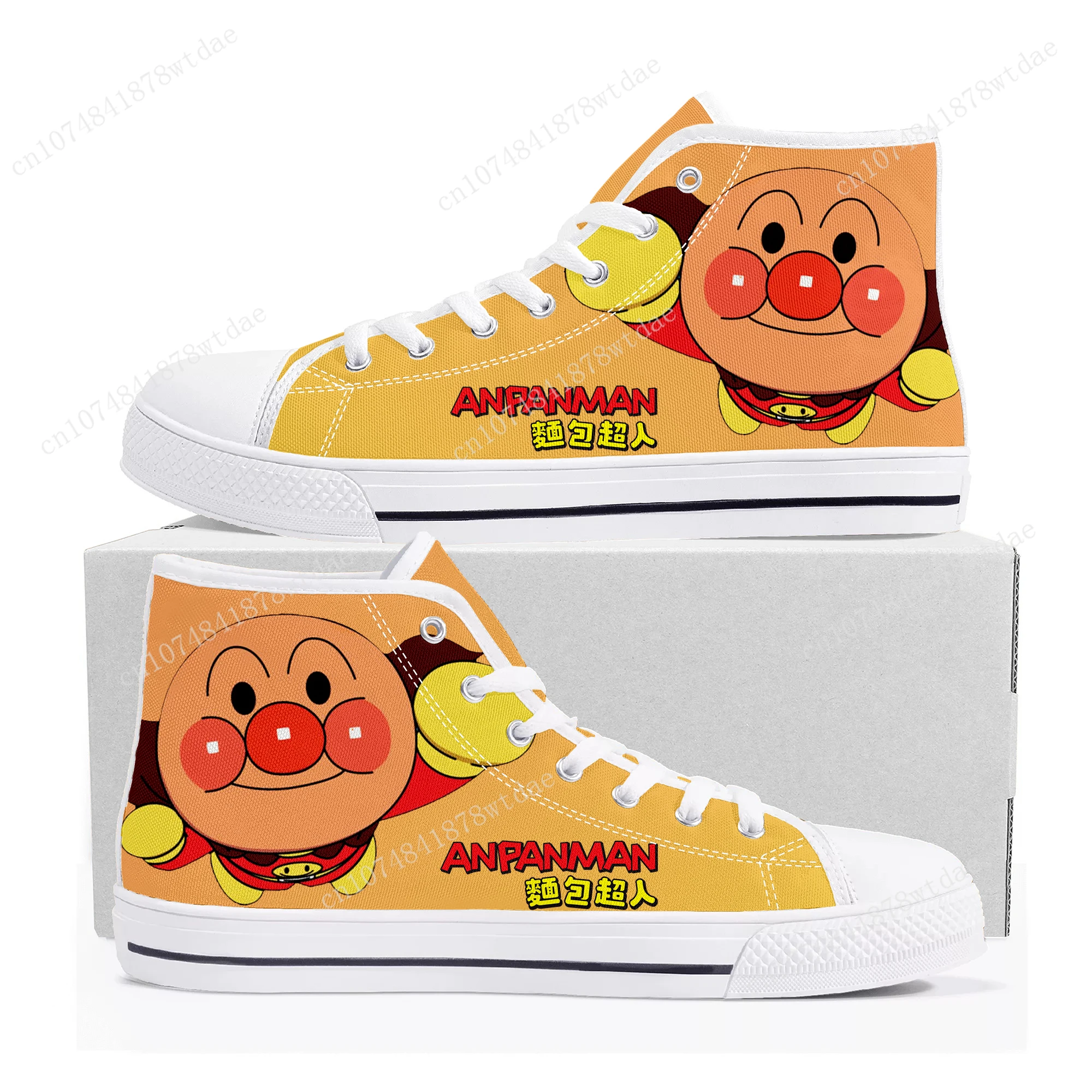 

Anpanman High Top Sneakers Mens Womens Teenager High Quality Canvas Sneaker Japanese Anime Cartoon Couple Customized Shoes