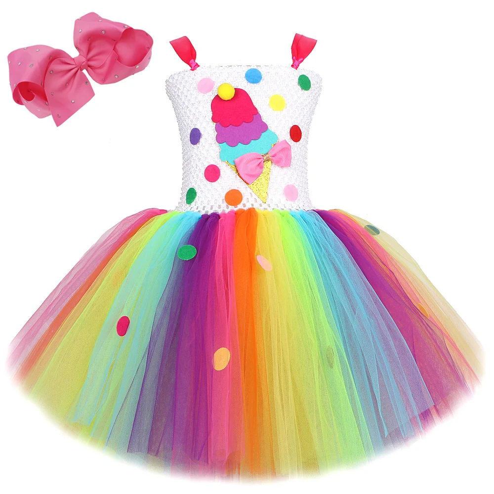 Candy Ice Cream Princess Dresses For Girls Rainbow Birthday Tutu Outfits Christmas Halloween Costumes Child Cake Smash Clothes