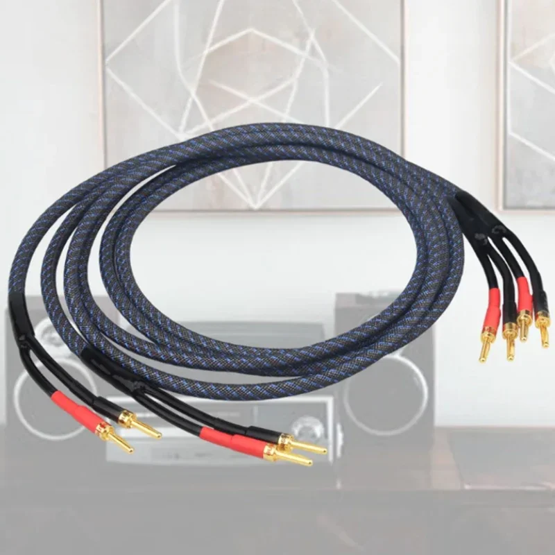 

Pair HiFi Audio Speaker Wire OFC Copper CD Tube Amplifier Horn Cable Banana Plug