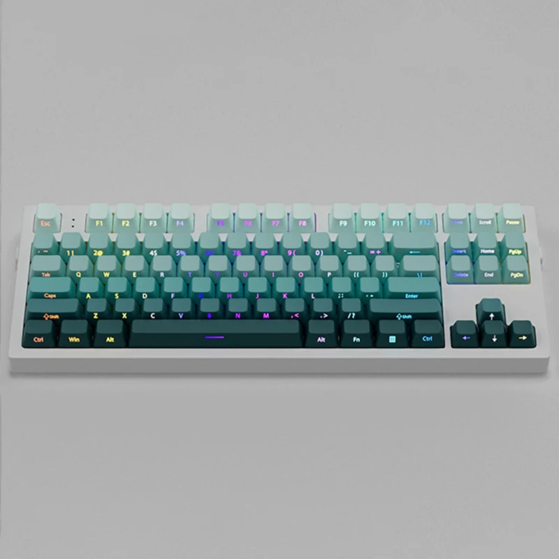 Gradient Green Shine Through Keycaps - PBT Double Shot Side Printed, OEM Profile for Gaming Keyboards (135 Keys)