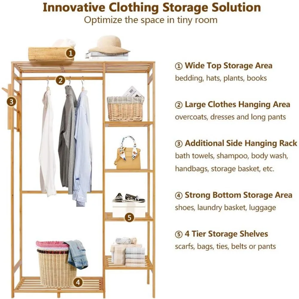 Portable Closet, Closet Storage with 6 Shelves, Clothes Rack with