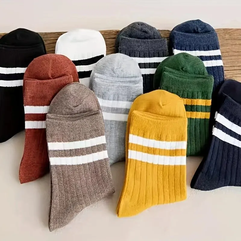 Athletic Socks 5 Pairs Of Men's Autumn And Winter Vintage Fun Fashion Sports Trend Socks