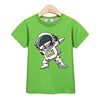 2024 New Children Summer Tops Astronaut Cartoon T-shirt Baby Boys Short Sleeves Shirt 3-14T US Size Clothing 3