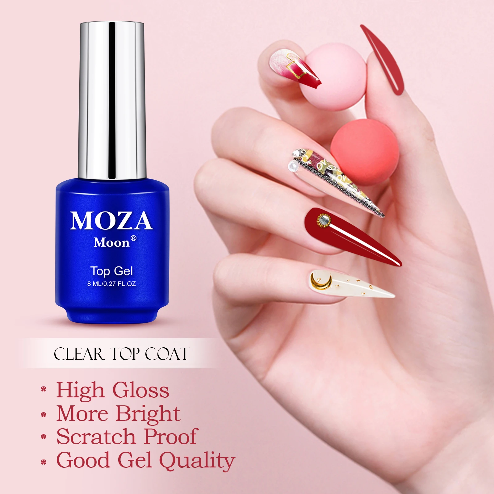 

MOZA MOON 3 Pcs/Set 8ml Pure Glitter Gelpolish Sweet Manicure Nail Art Polish UV LED Semi Permanent Soak Off UV Nail Gel Polish