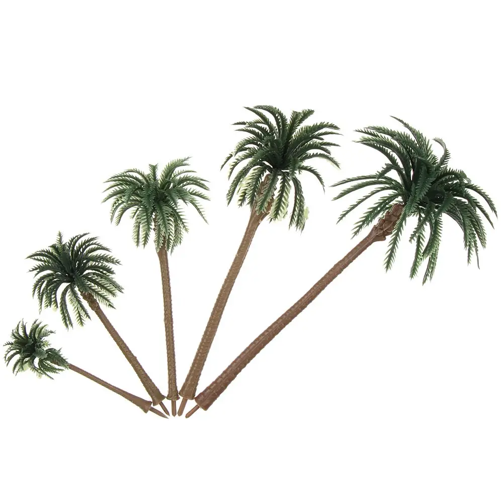5Pcs Exquisite Sand Table DIY Decor Coconut Palm Tree Craft Micro Landscape Plastic Bonsai Plant Pots model