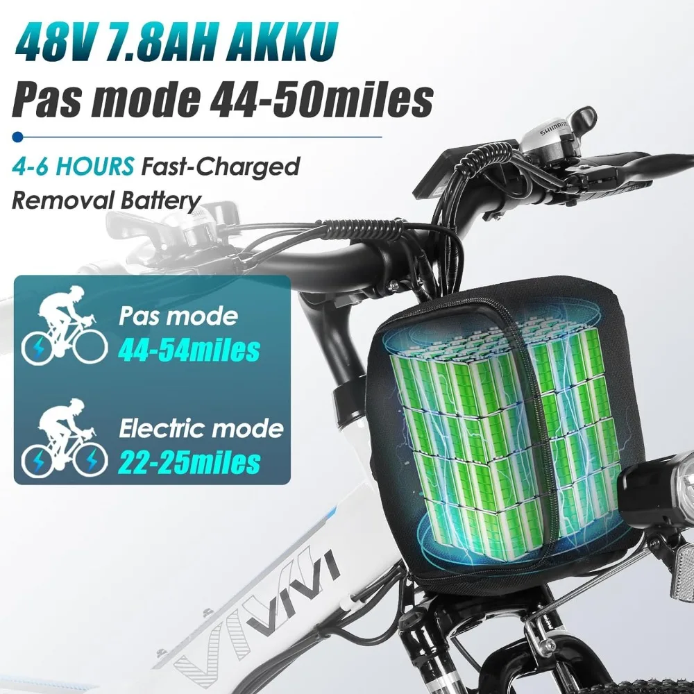 Electric Bike 26" Electric Bike for Adults, Folding Mountain with 500W Motor, 48V Removable Lithium-Ion Battery