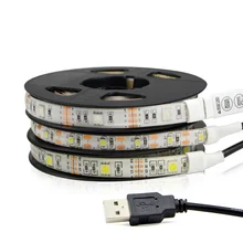 

DC 5V USB LED Strip Lights 5050/2835 Christmas Decor String Low Power Self Adhesive Backing Tape For TV Background Lighting