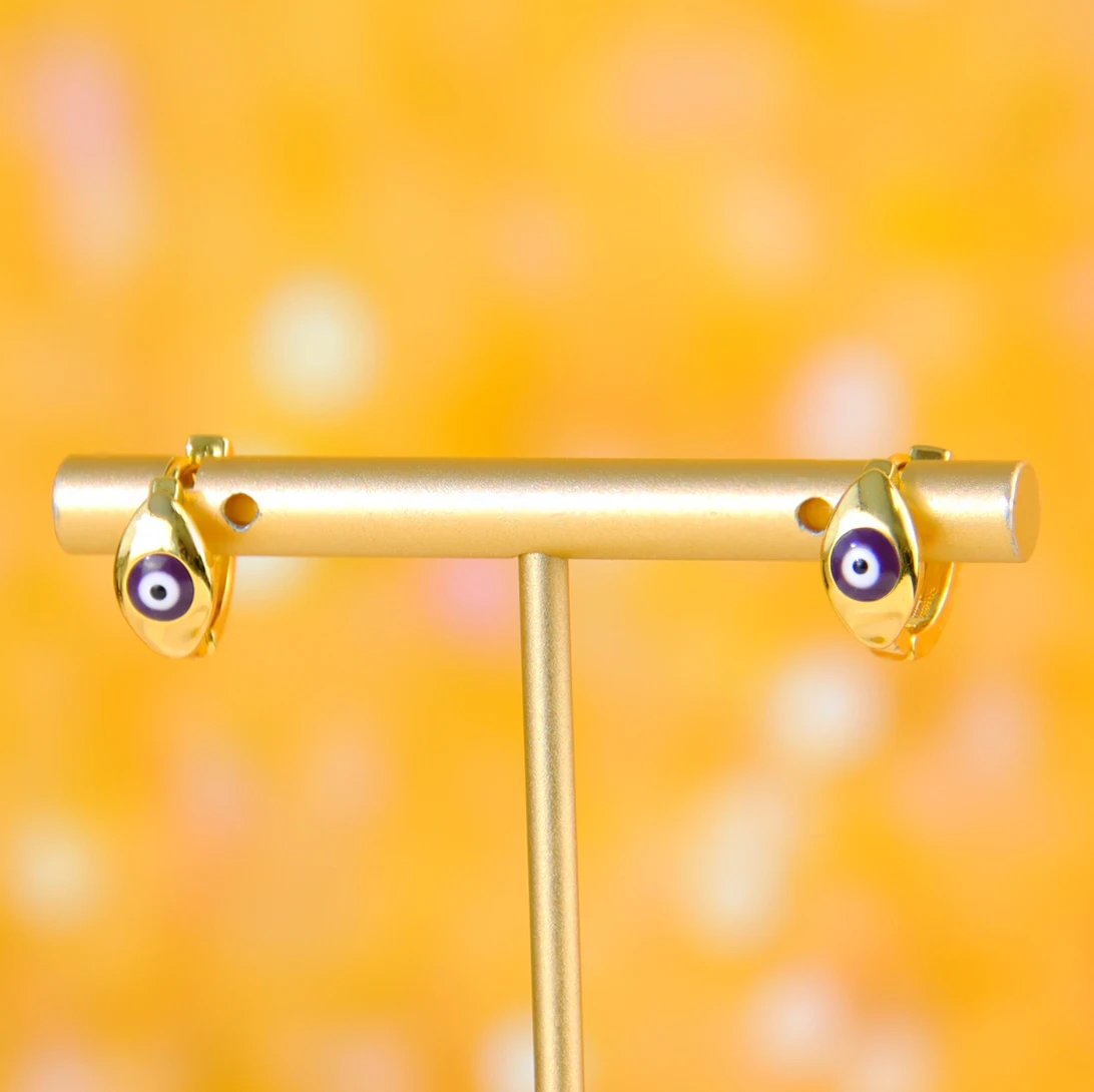 Arabische Mode böse Augen Tropfen Ohrringe 18 Karat vergoldet Saudi elegante Gold Farbe baumelt Ohrring Dubai Frauen Event Party Schmuck – Detail 10